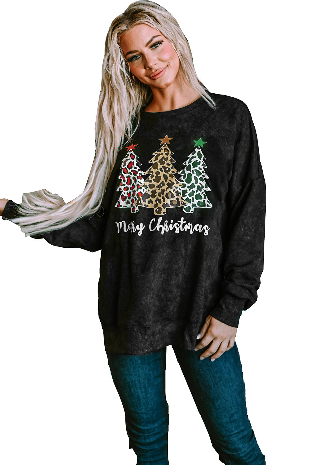 Women's Trees Merry Christmas Graphic Sweatshirt