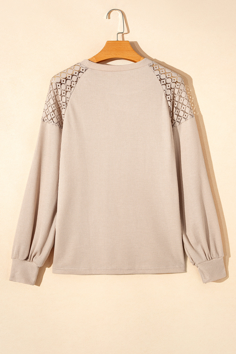 Lace Long-Sleeved Textured Pullover
