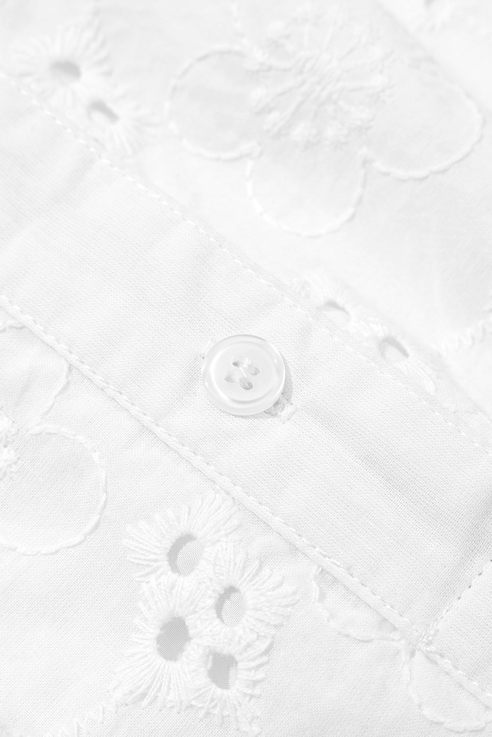 Lace Crochet V-Neck Half Sleeve Embroidery Button Down Blouses Everyday Shirts