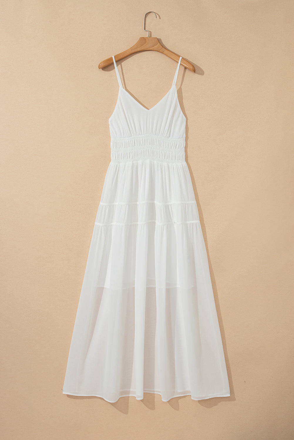 White Spaghetti Straps Elegant Long Dress