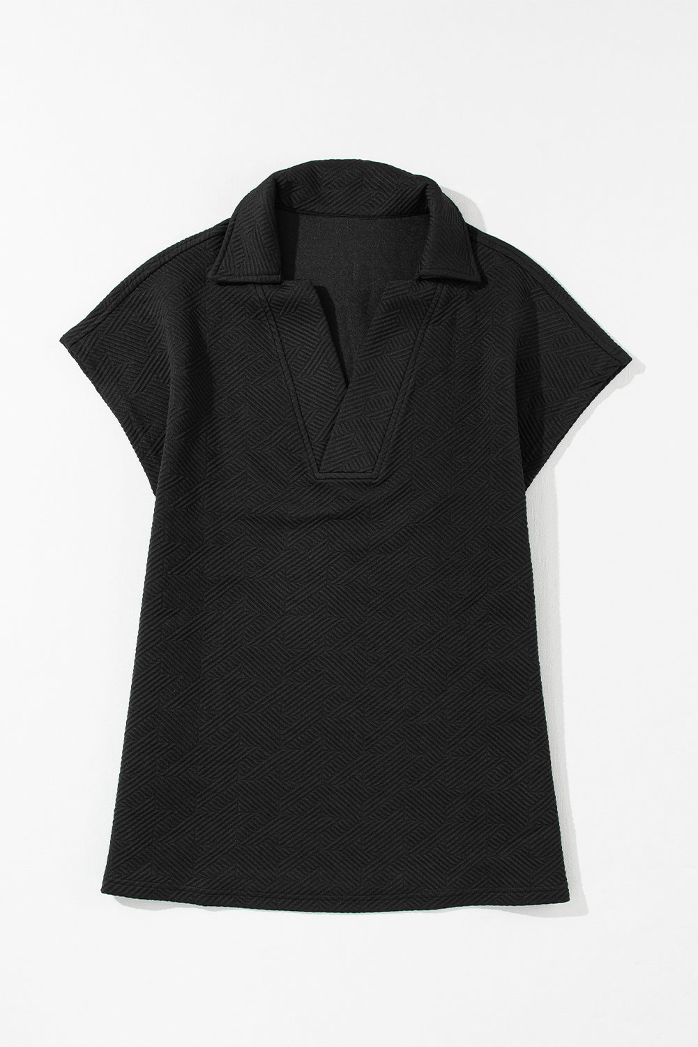 Women's Collared Textured V Neck Top
