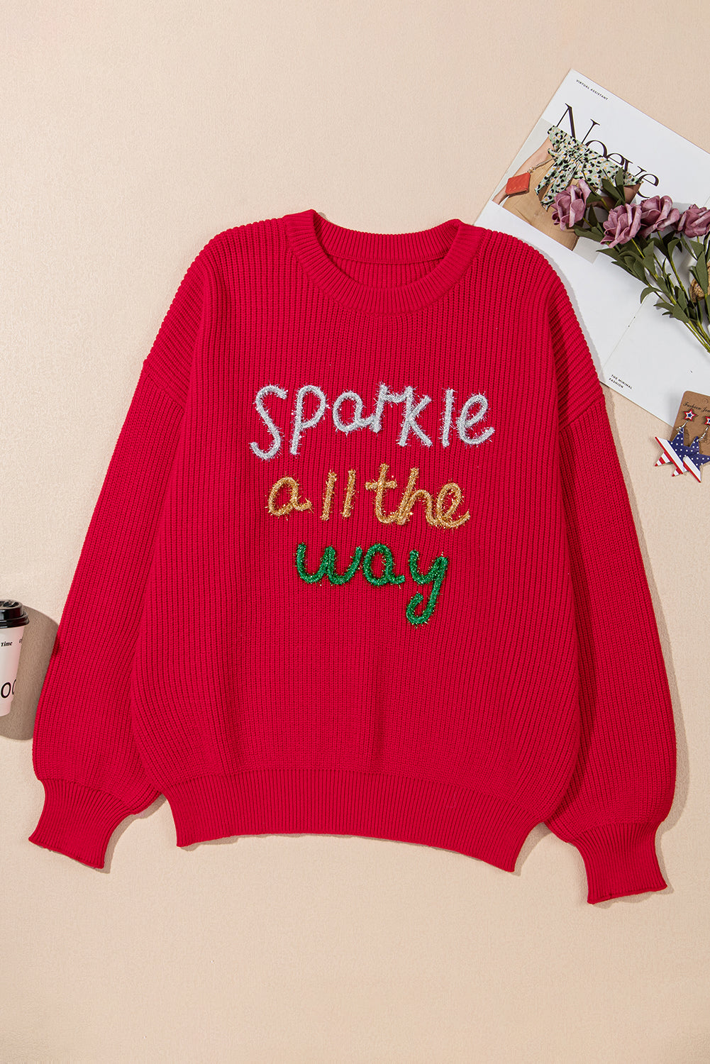 Sparkle All The Way Tinsel - Pull à col rond grande taille