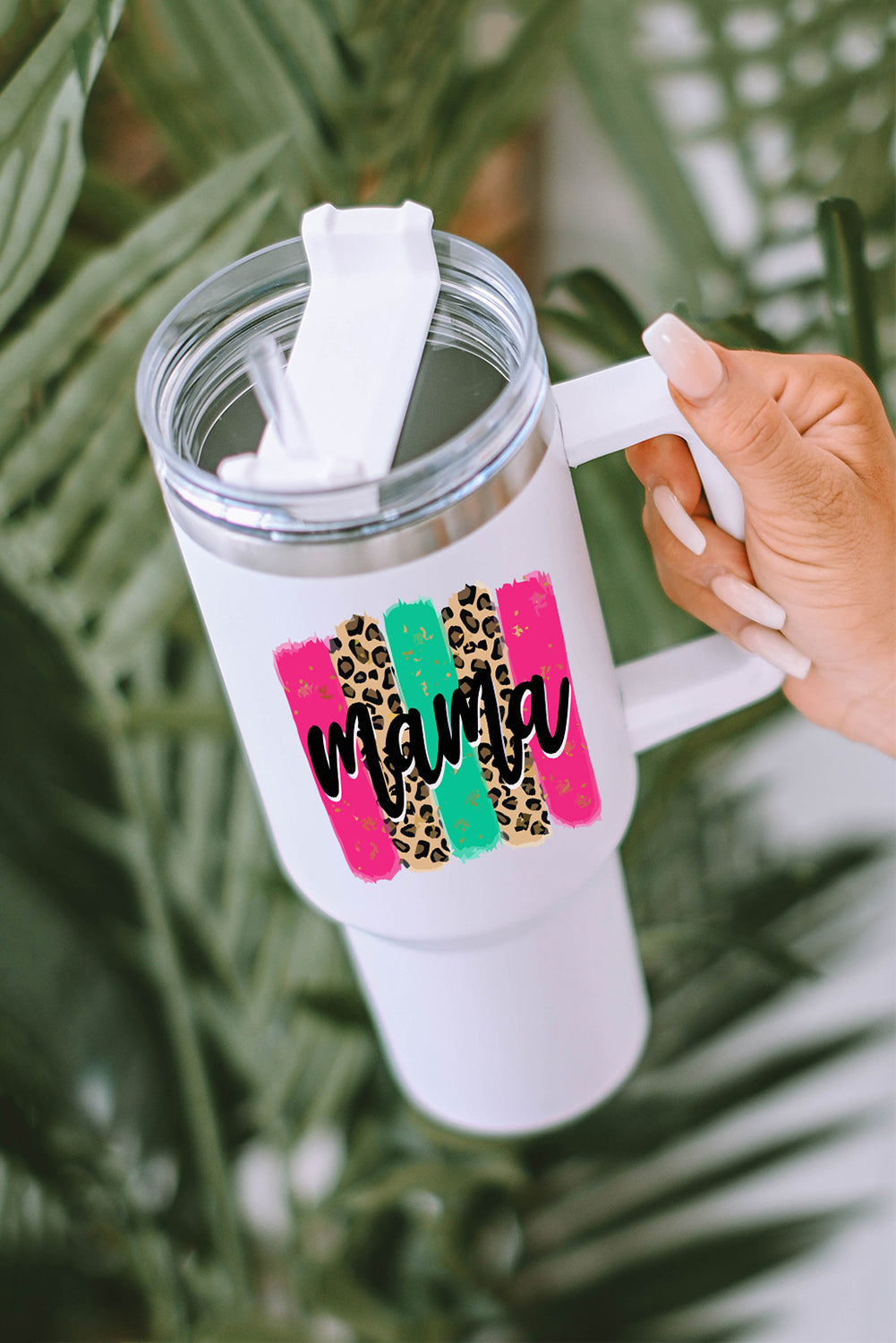 mama Leopard Colorblock Handle Portable Cup 40oz