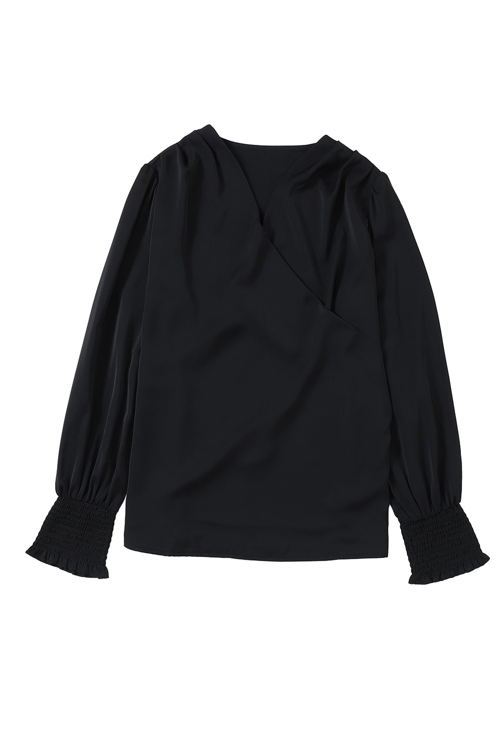 Women's Blouse with Surplice Neck Shirred Cuffs Draped