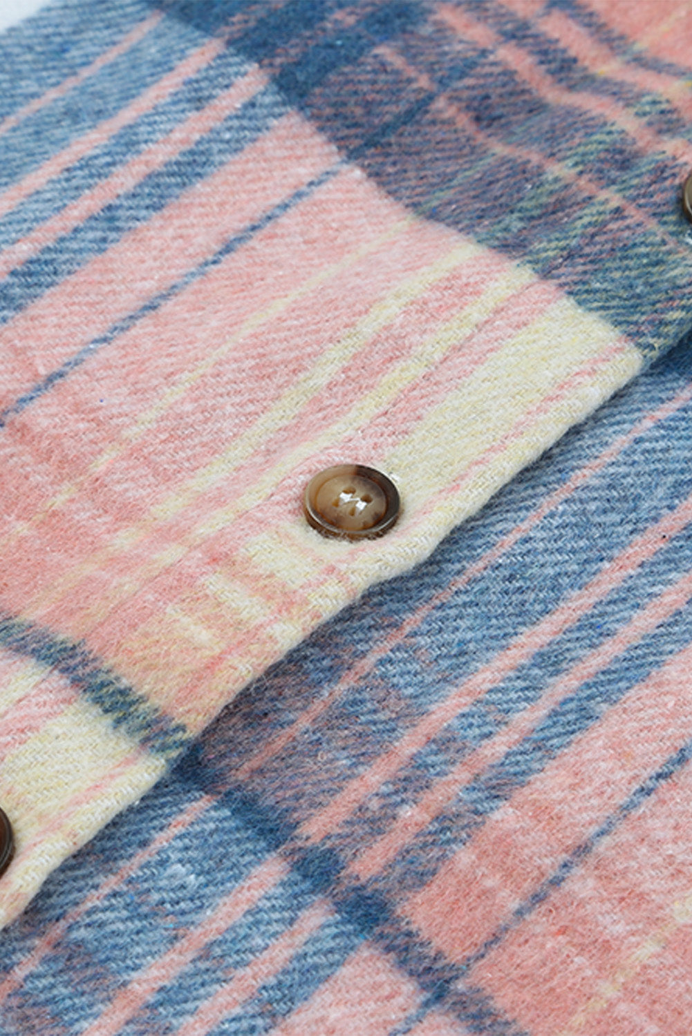 Women's Shacket Featuring Plaid Flap Pockets Pink Black