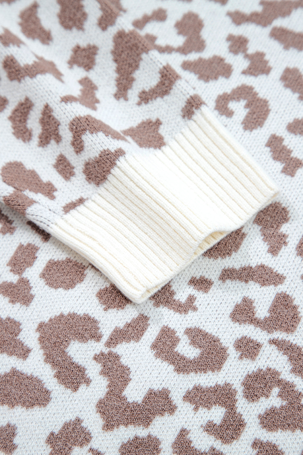 Chunky Leopard Drop-Shoulder Knit Cardigan Knit Top