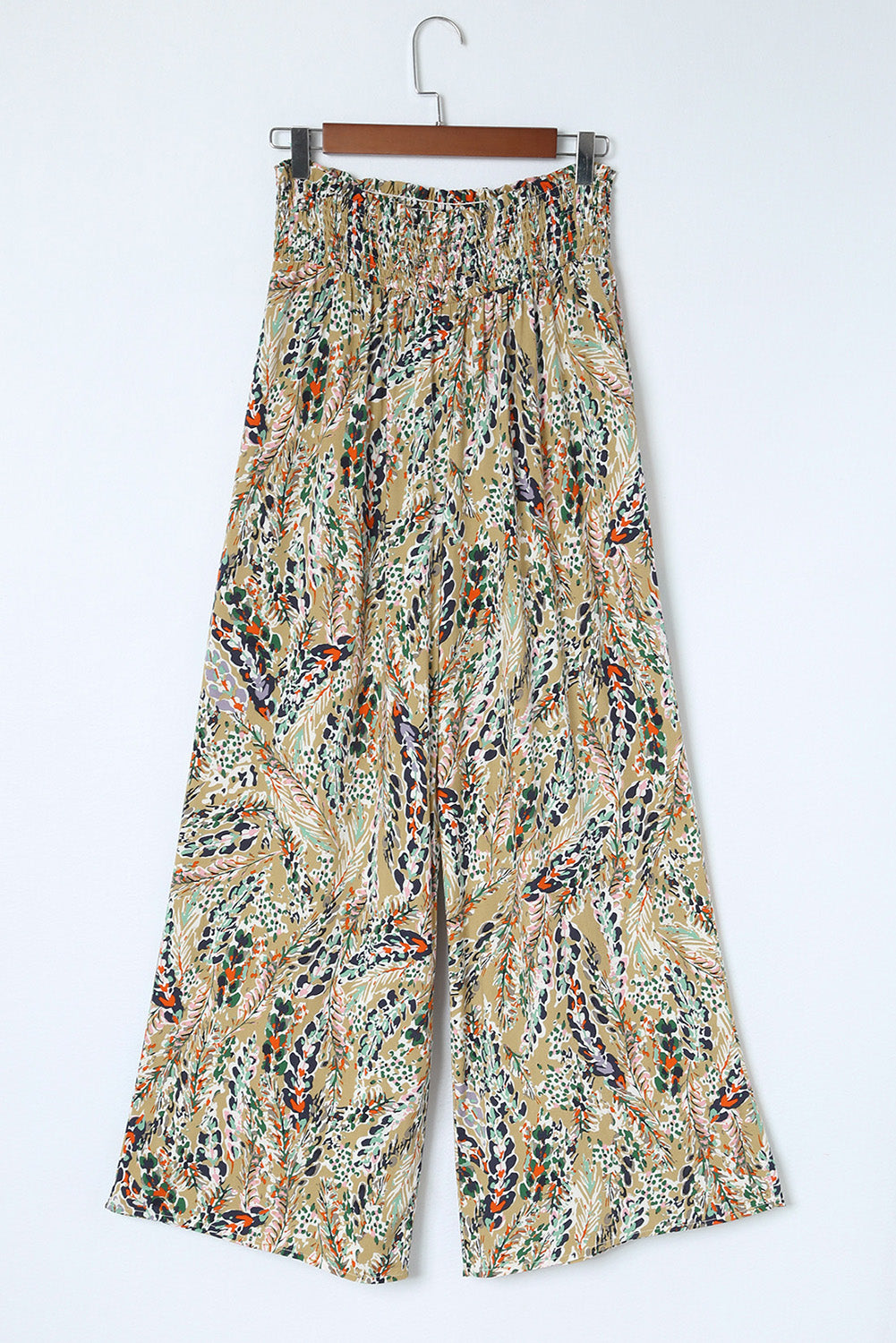 Women's Floral-Print Print Shirred High-Rise Wide-Leg Everyday Pants