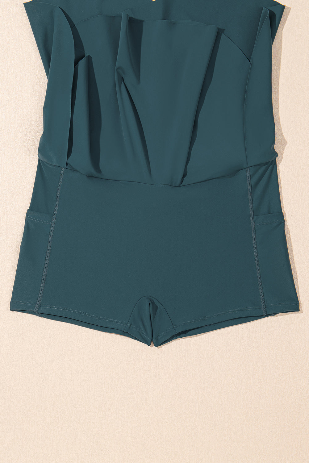 Solid Pocketed Crossover High Waist Swim Skort