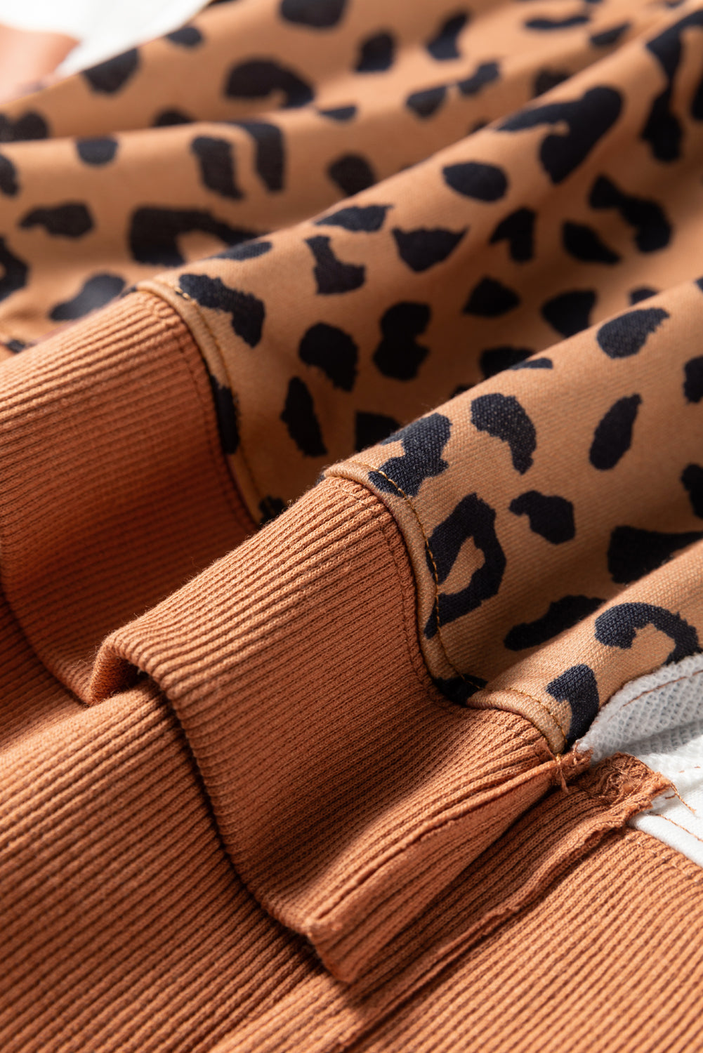 Patchwork Leopard Colorblock Leopard Everyday Sweatshirt with Slits
