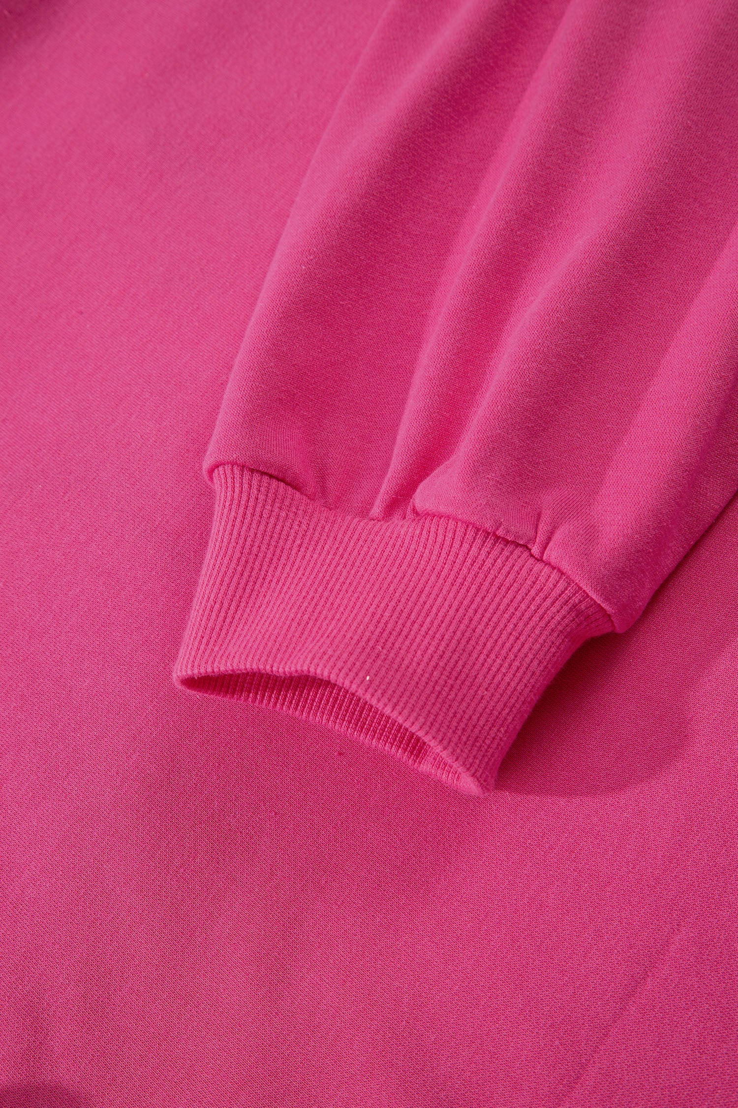 Embroidered Lucky Clover Loose Pullover Sweatshirt in Rose Red