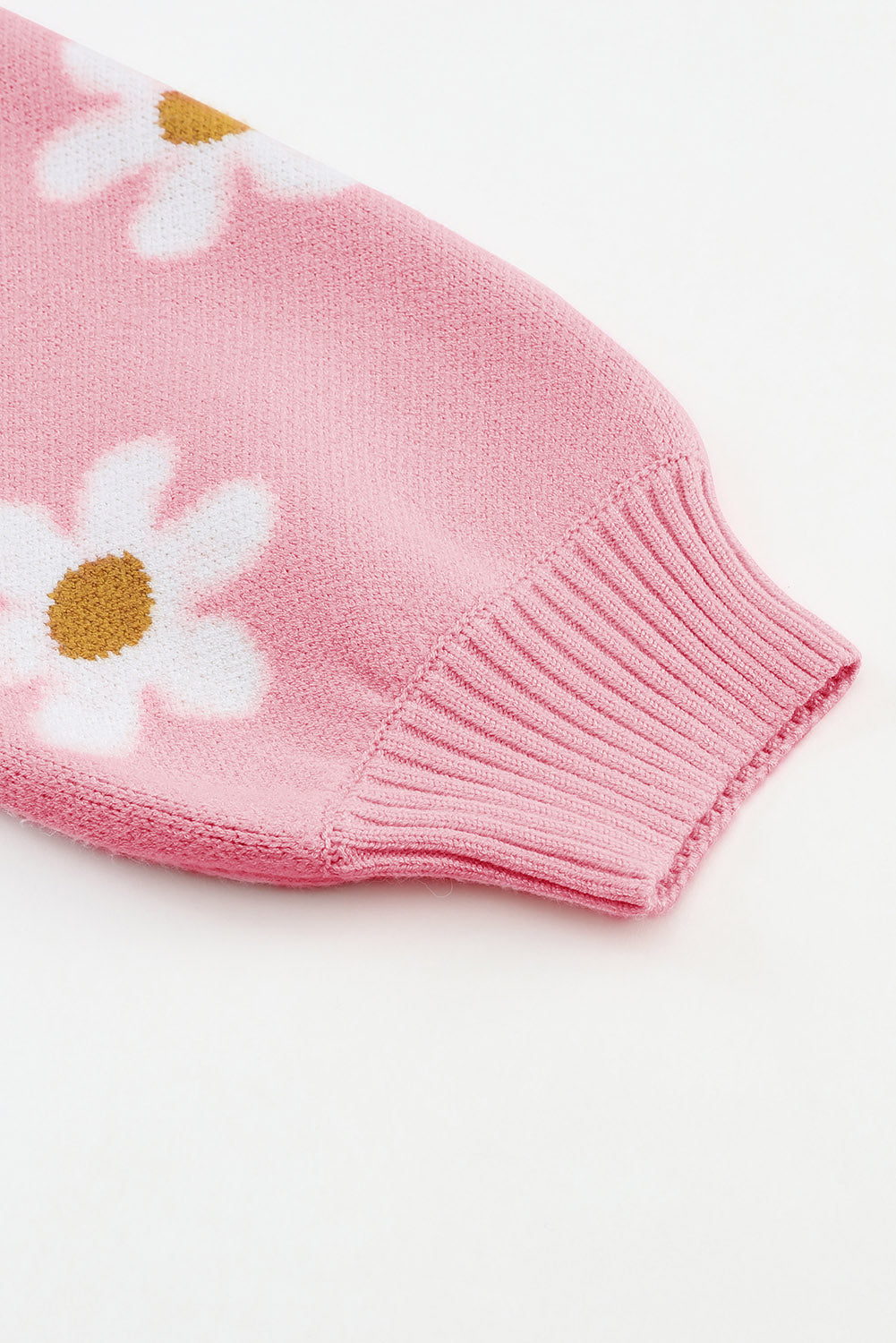 Sweater for Women Dropped-Shoulder Pink Floral-Print Pattern