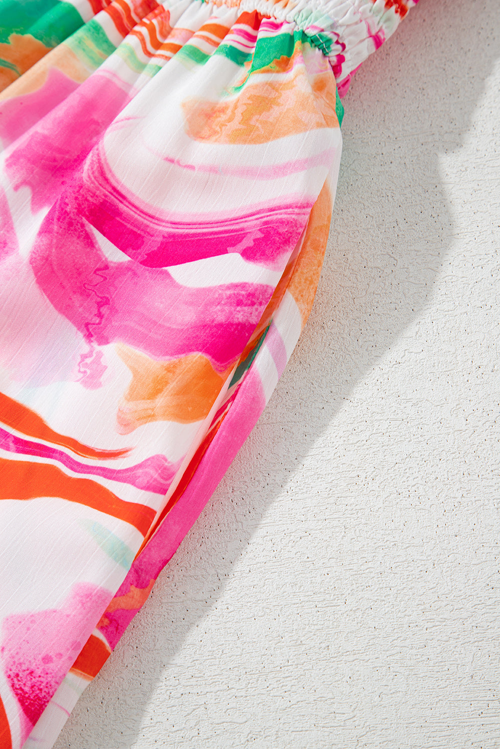 Pink Abstract Print Smocked Bust Maxi Dress