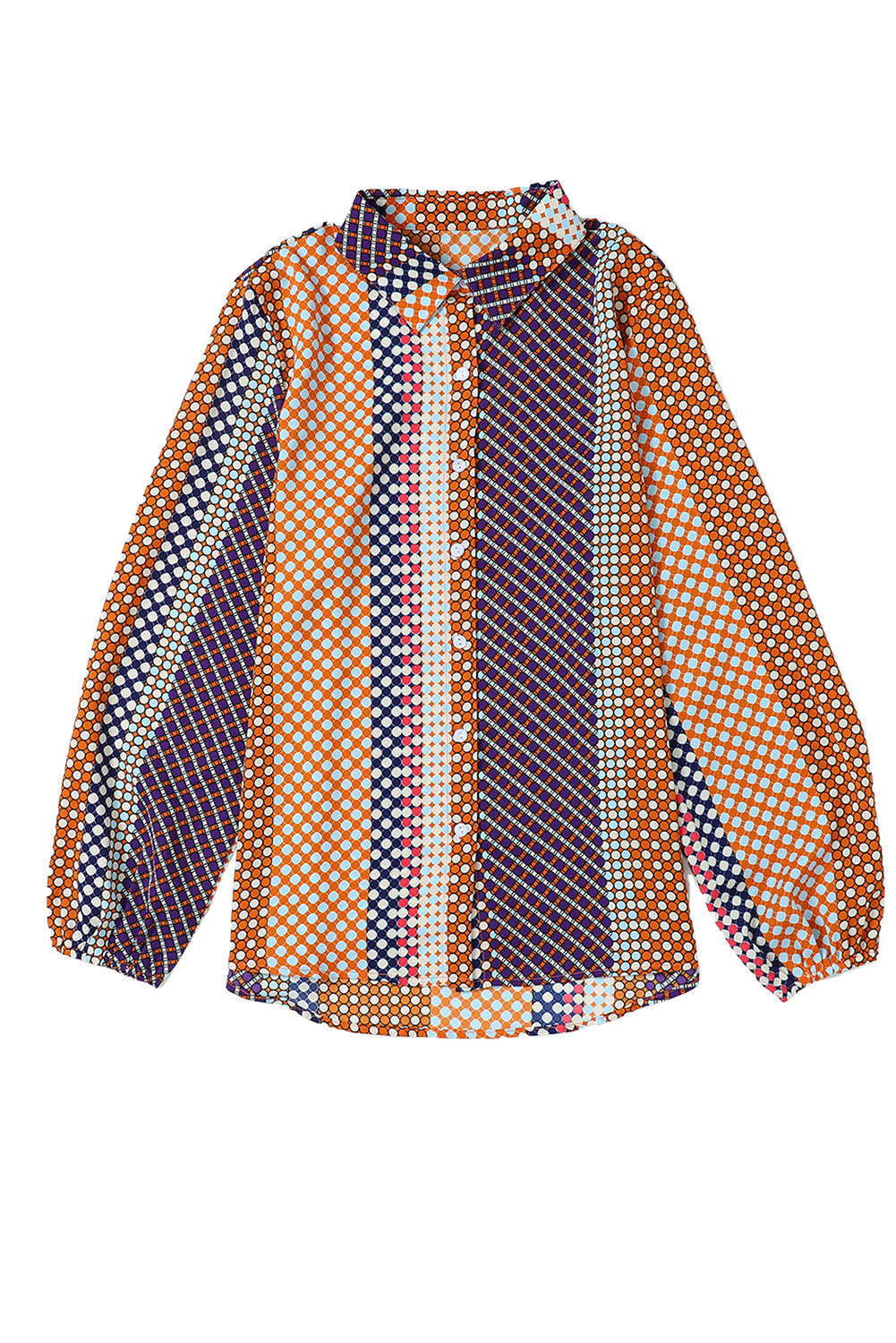 Women's Dot Print Button Down Shif T Shirt