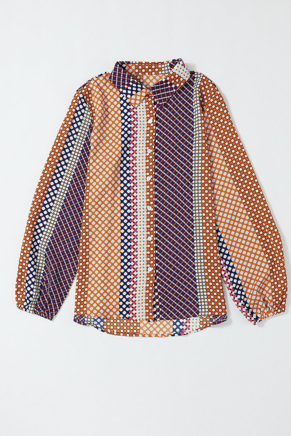 Women's Dot Print Button Down Shif T Shirt