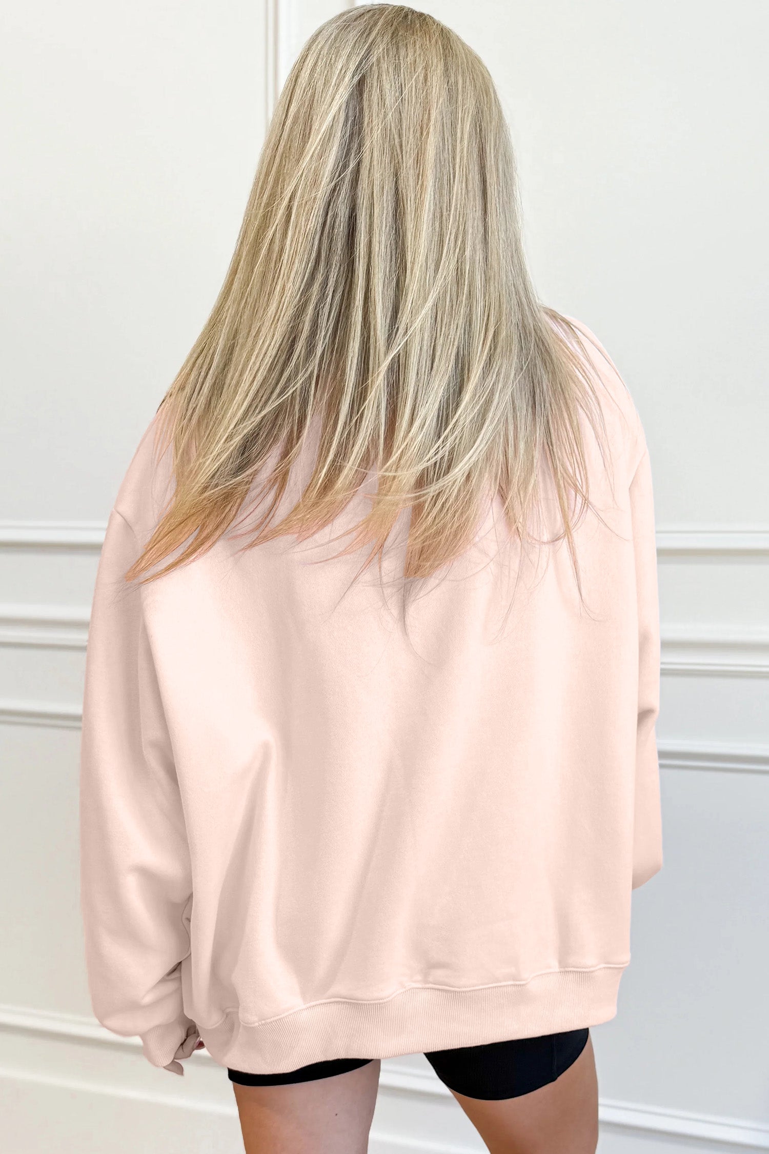Oversize Blessed Embroidered Mock-Neck Sweatshirt