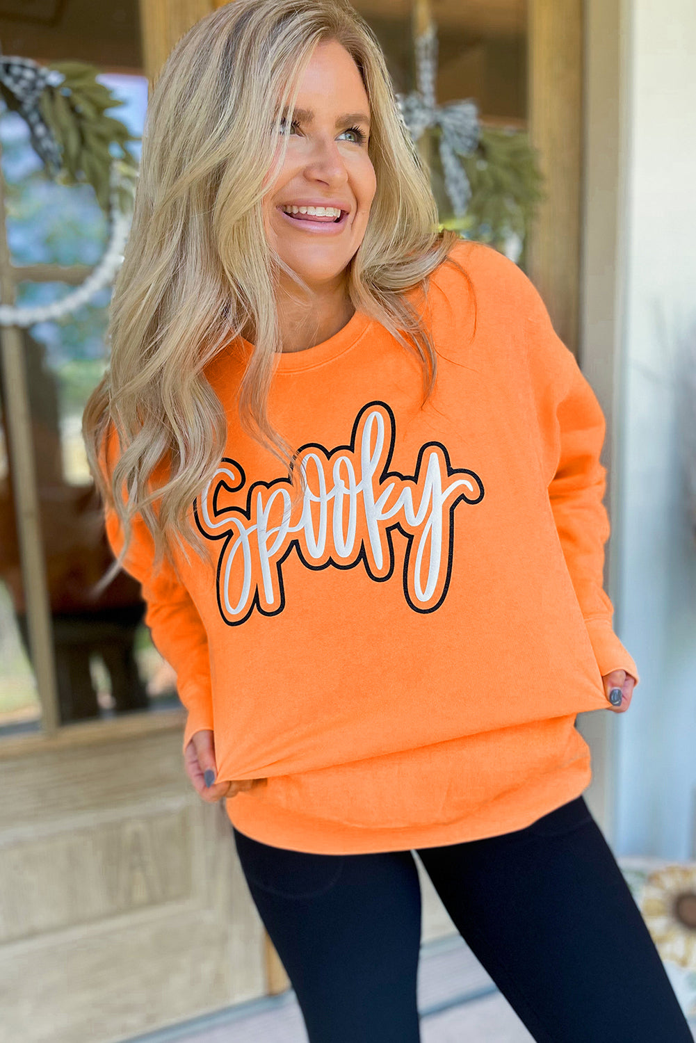 Spooky Graphic Halloween Crew-Neck Holiday Sweatshirt