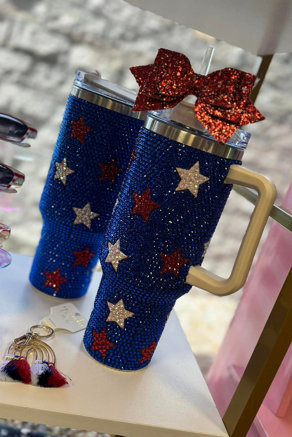 Shape Rhinestone Star Rhinestone Handle Large Vacuum Cup 40oz