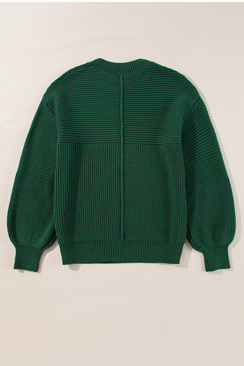Textured Knit Crewneck Lantern Sleeve Sweater
