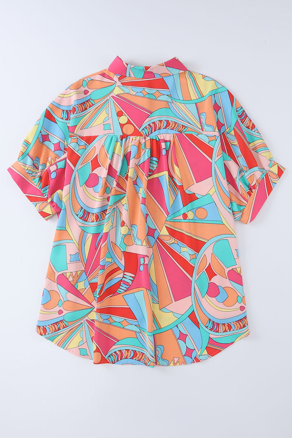 Women's Shirt Featuring Loose Abstract Half Balloon Sleeve