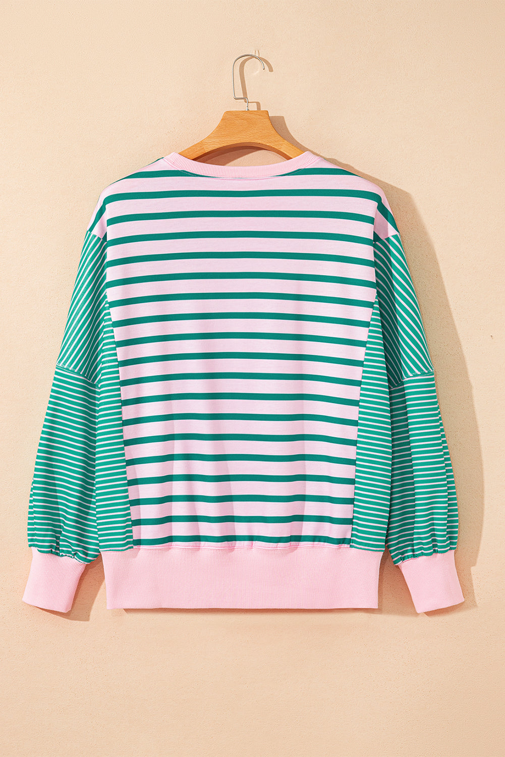 Colorblock Mix Pattern Patchwork Side Slit Baggy Sweatshirt