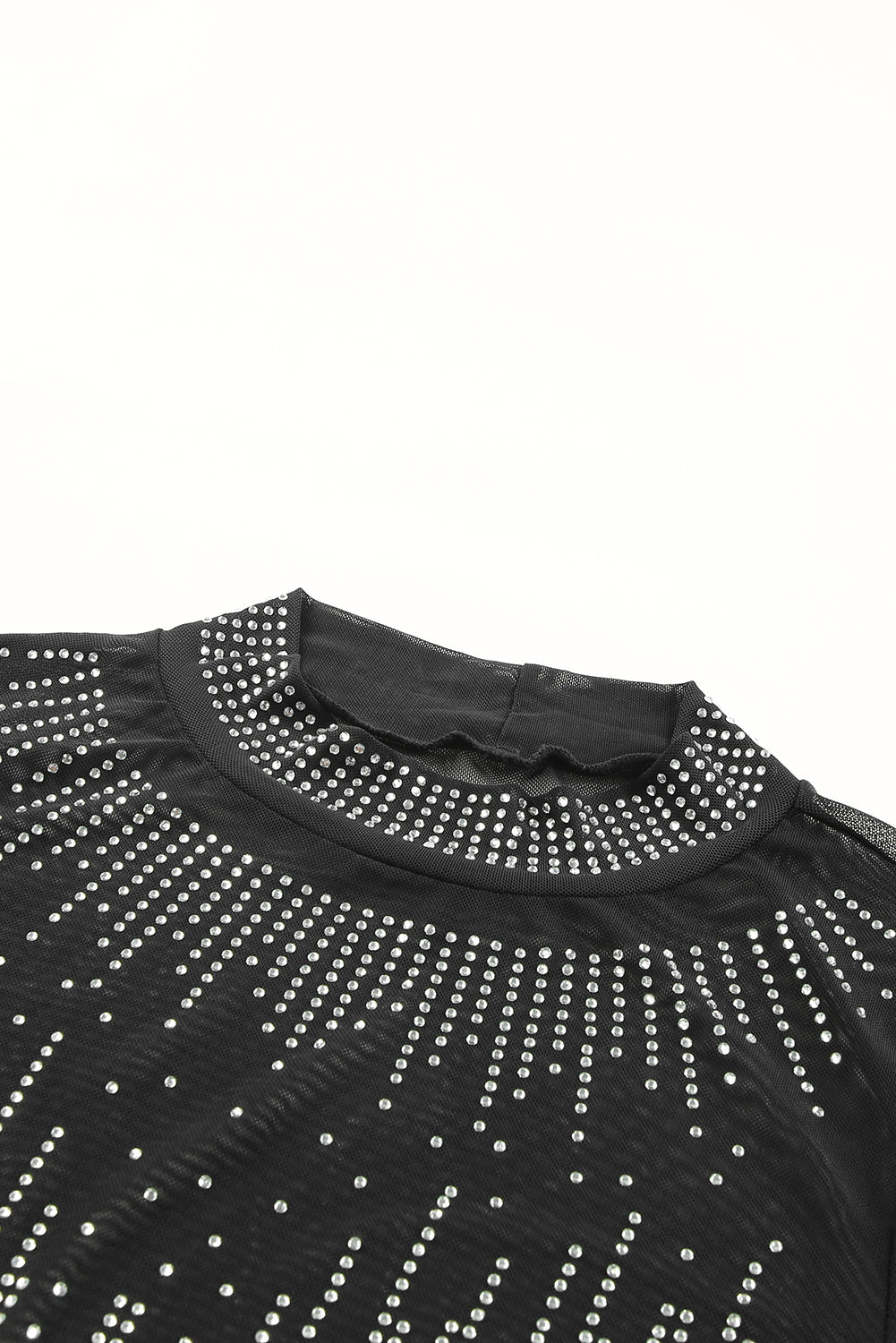 Women's Mesh Rhinestone Semi-Sheer Bodysuit