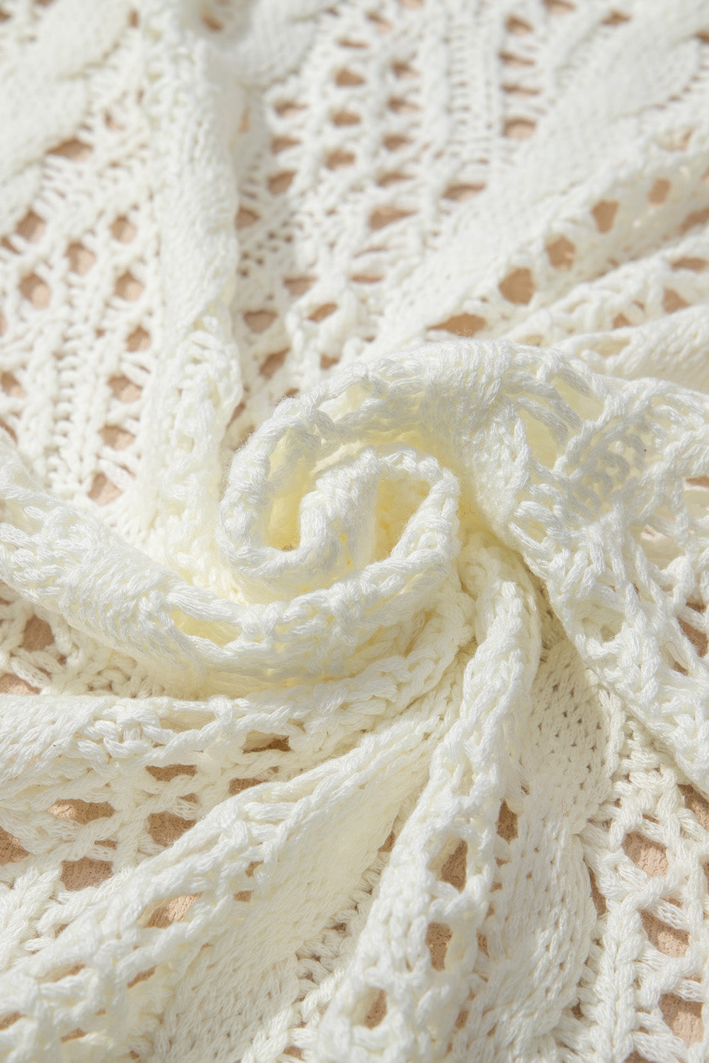 Knit Fashion Open Hooded Beach Cover Up in White