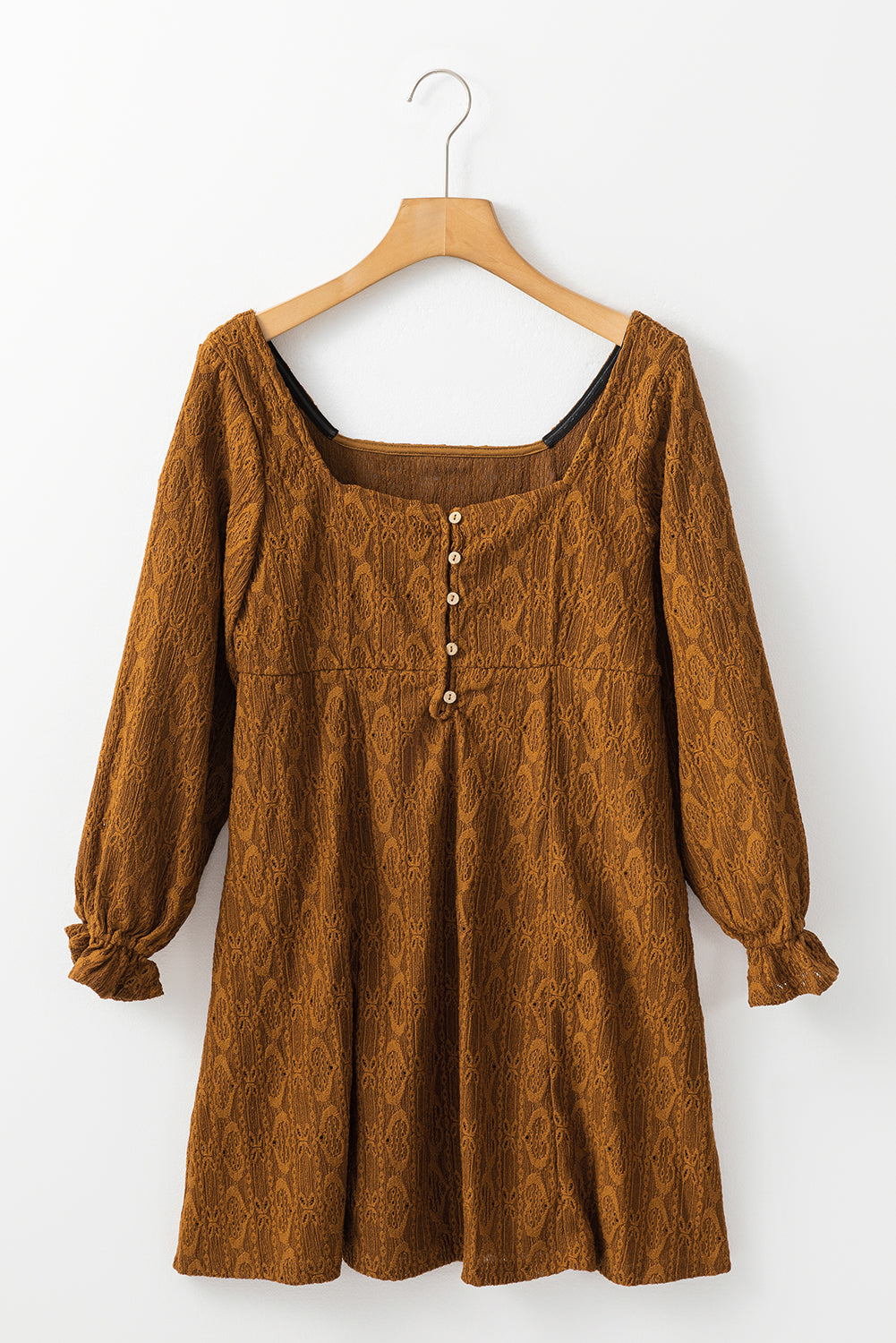Women's Mini Dress Featuring Shift Lace-Trimmed Square Neck