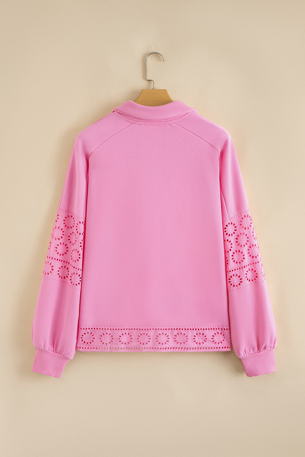 Flower Patchwork Embroidered Patchwork Snap Buttons Pullover Sweatshirt