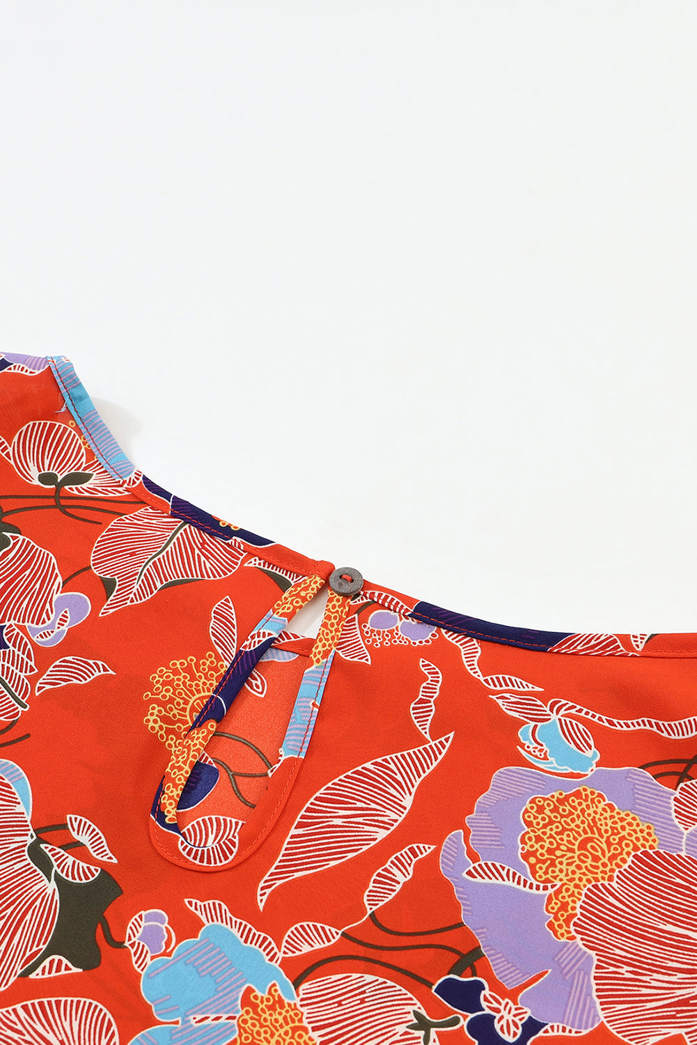 Women's Blouse Featuring Ruffle-Trimmed Balloon Sleeve Floral-Print Print