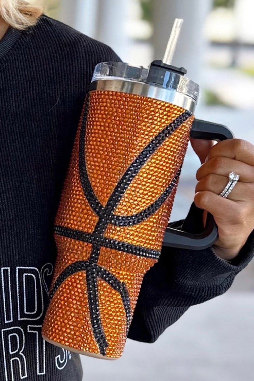 Day Basketball Game Basketball Rhinestone Studded 40 Oz Tumbler