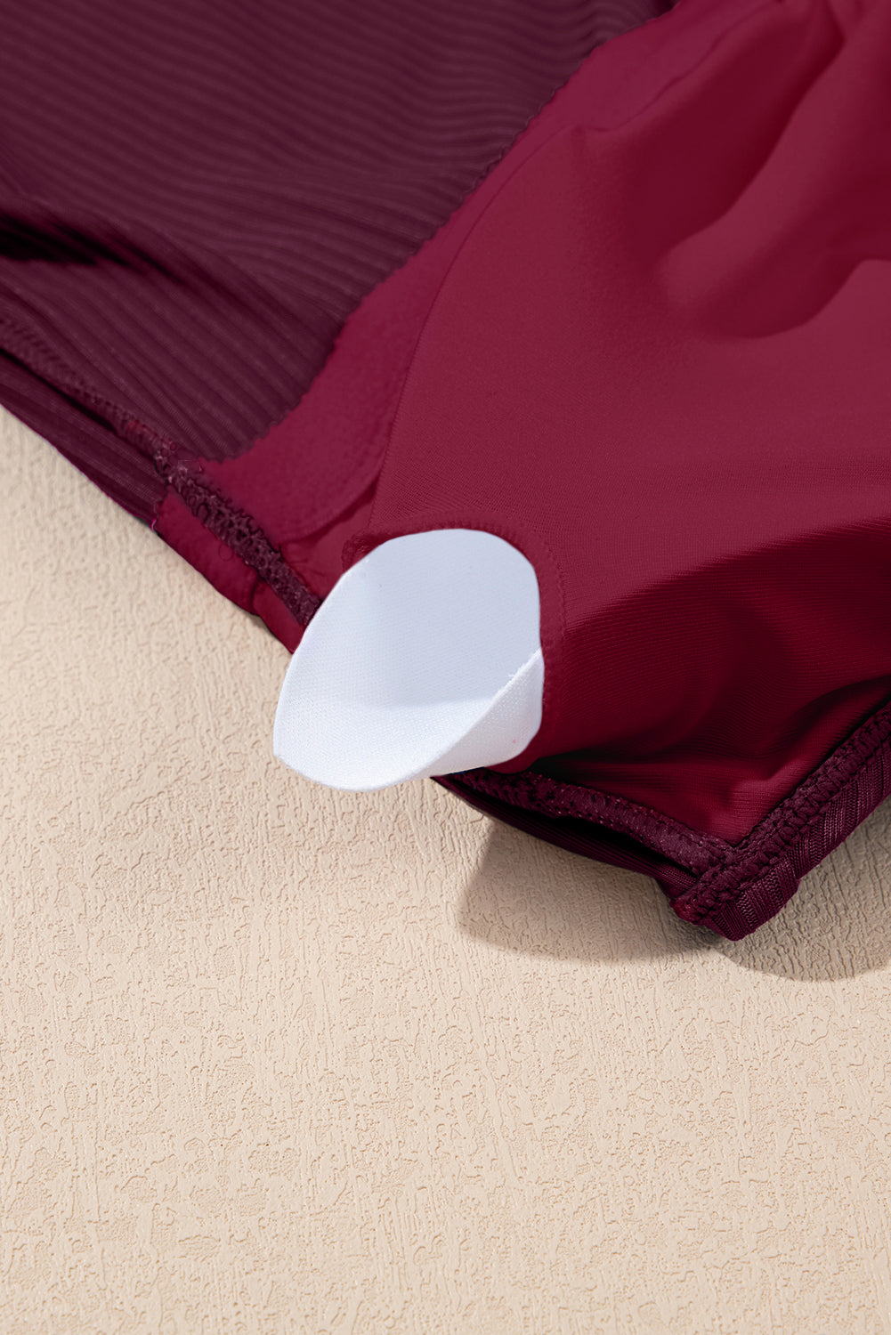 Crossed Rib-Knit Knit Detail Tank Skort 2pcs Swimsuit in Burgundy