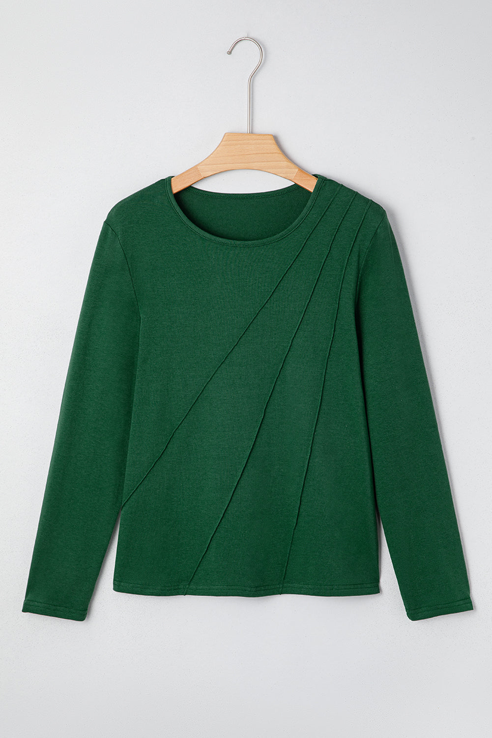 Asymmetric Seam Detail Solid Long-Sleeved Top