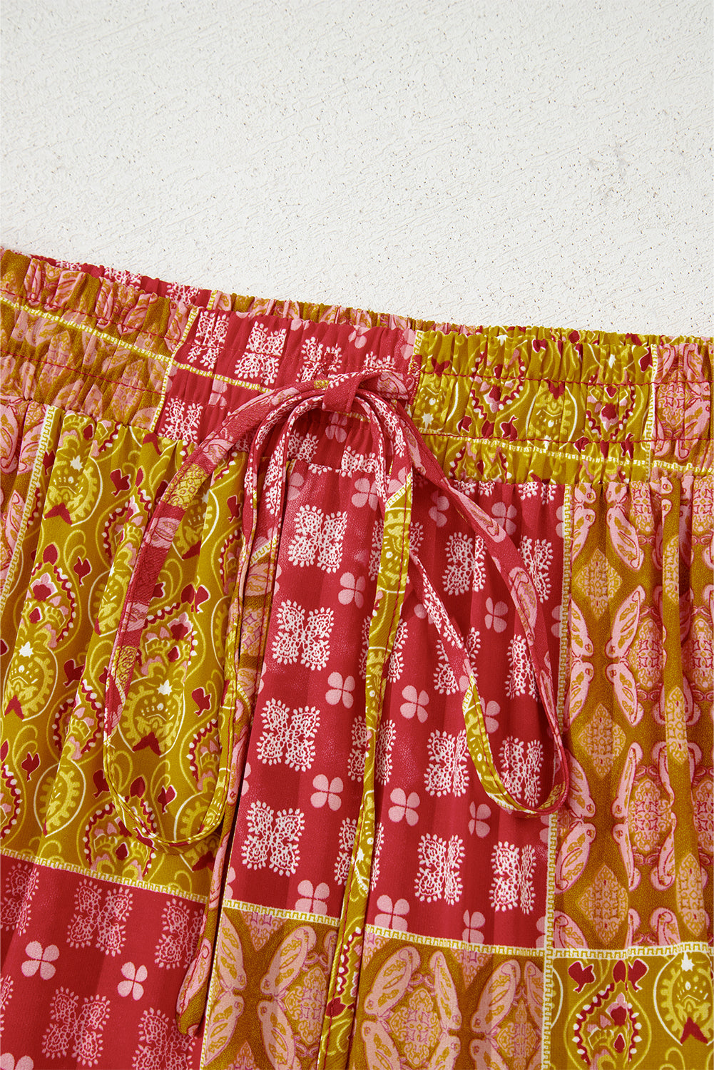 Tiered Pocket-Detail Paisley Print Maxi Skirt in Orange