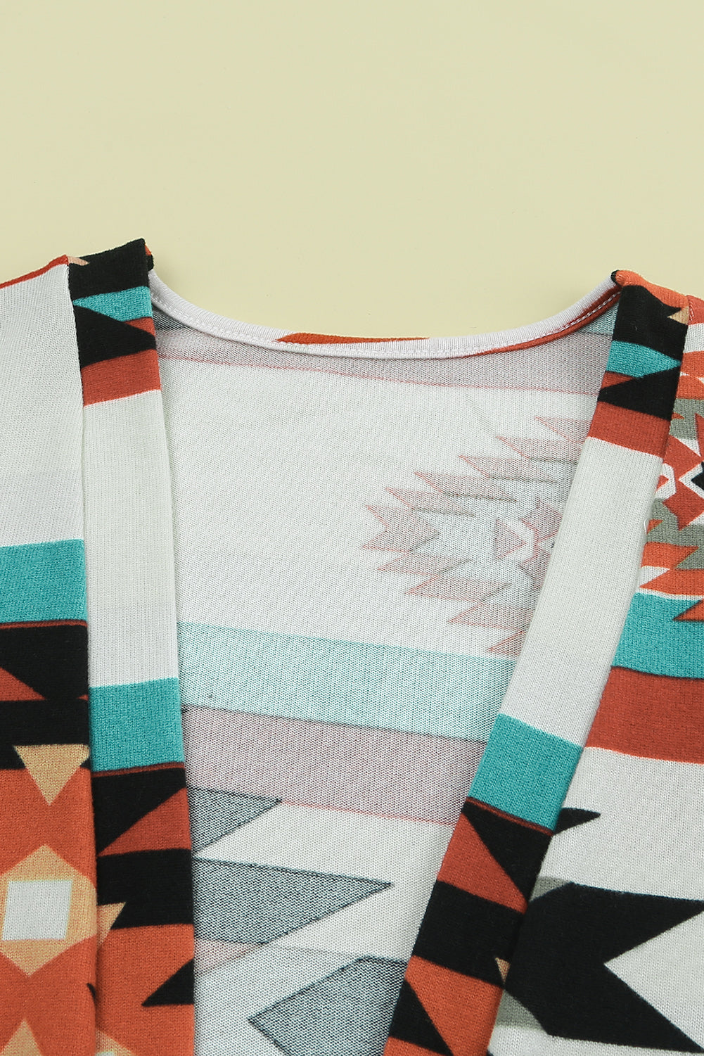 Long Cardigan for Women Geometric Block Open Front