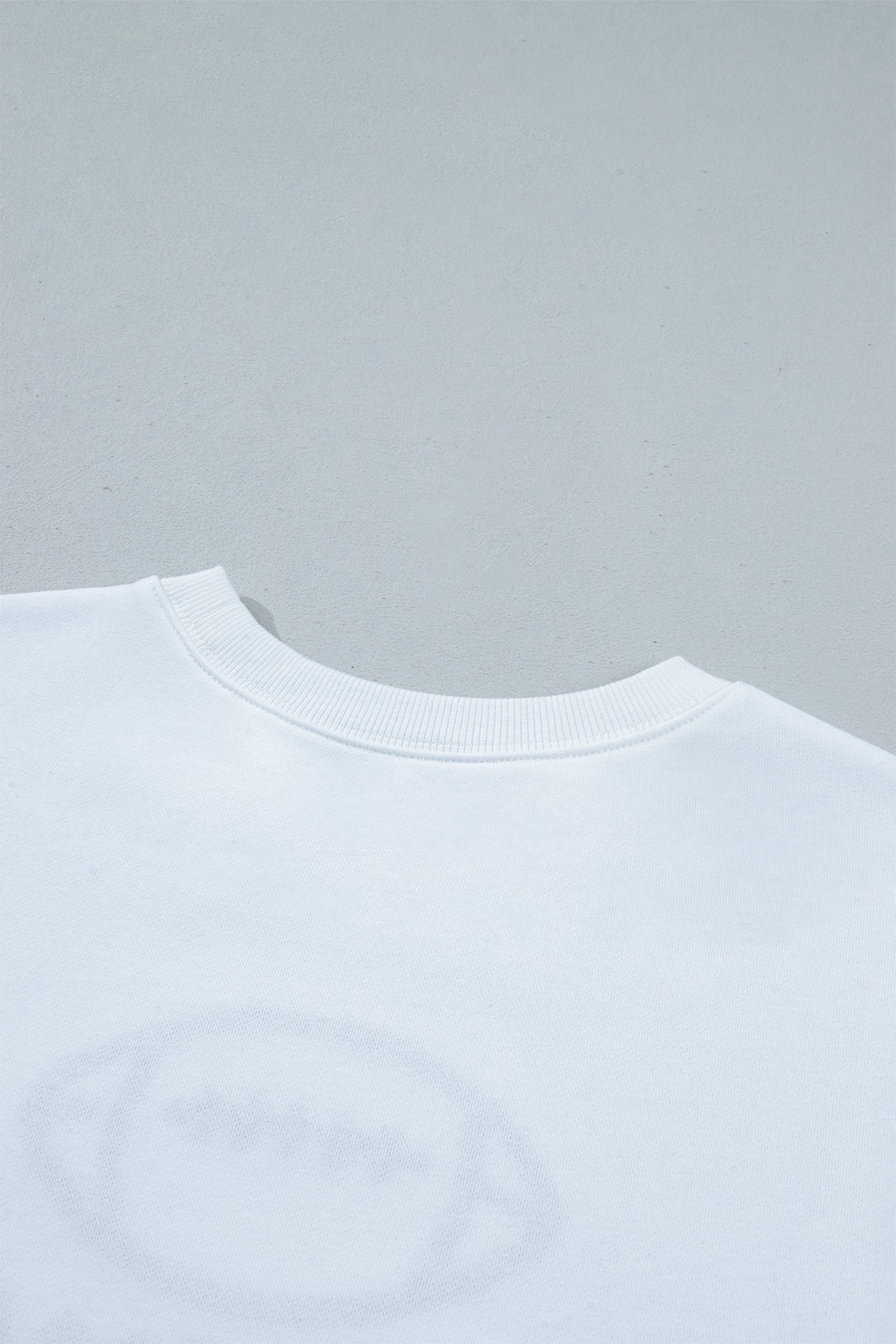 Embroidered Day Slogan Game Rugby Pattern Crewneck Sweatshirt in White