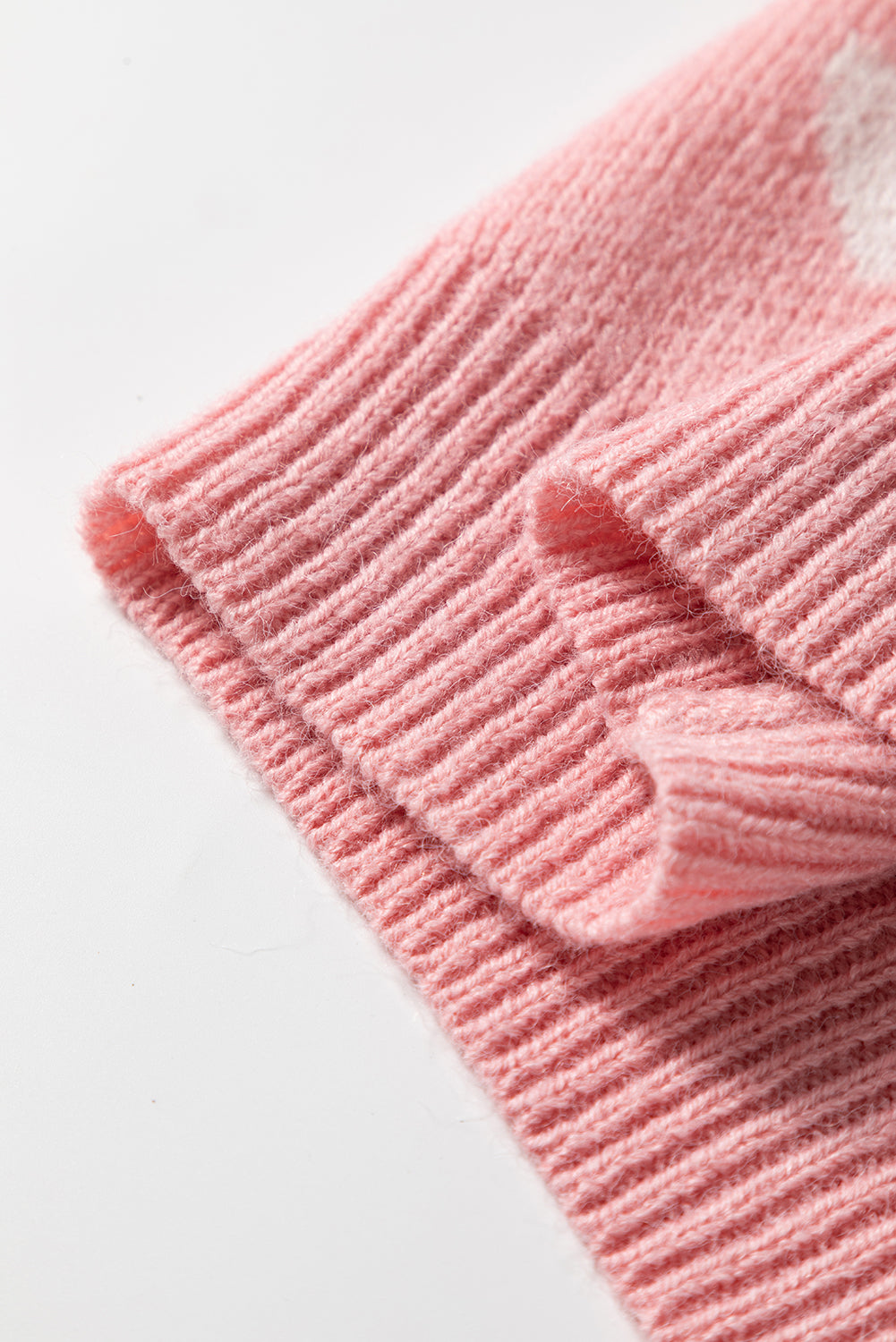 Heart Front Pattern Button Cardigan Knit Top in Light Pink
