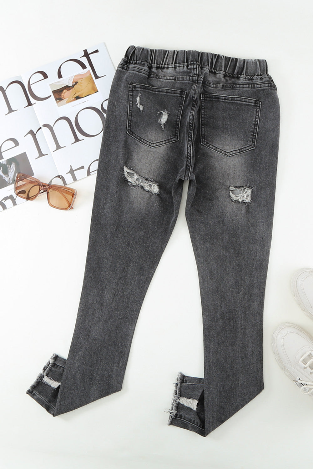 Jeans for Women Elastic Waist Hole Ripped
