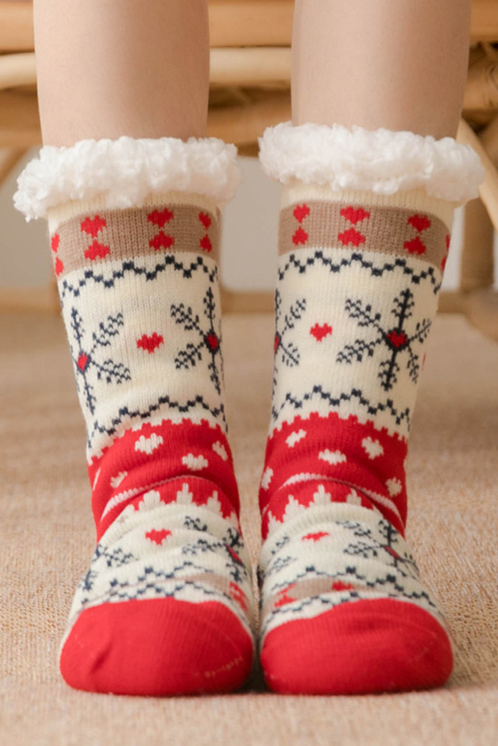 Christmas Pattern Plush Lined Winter Socks