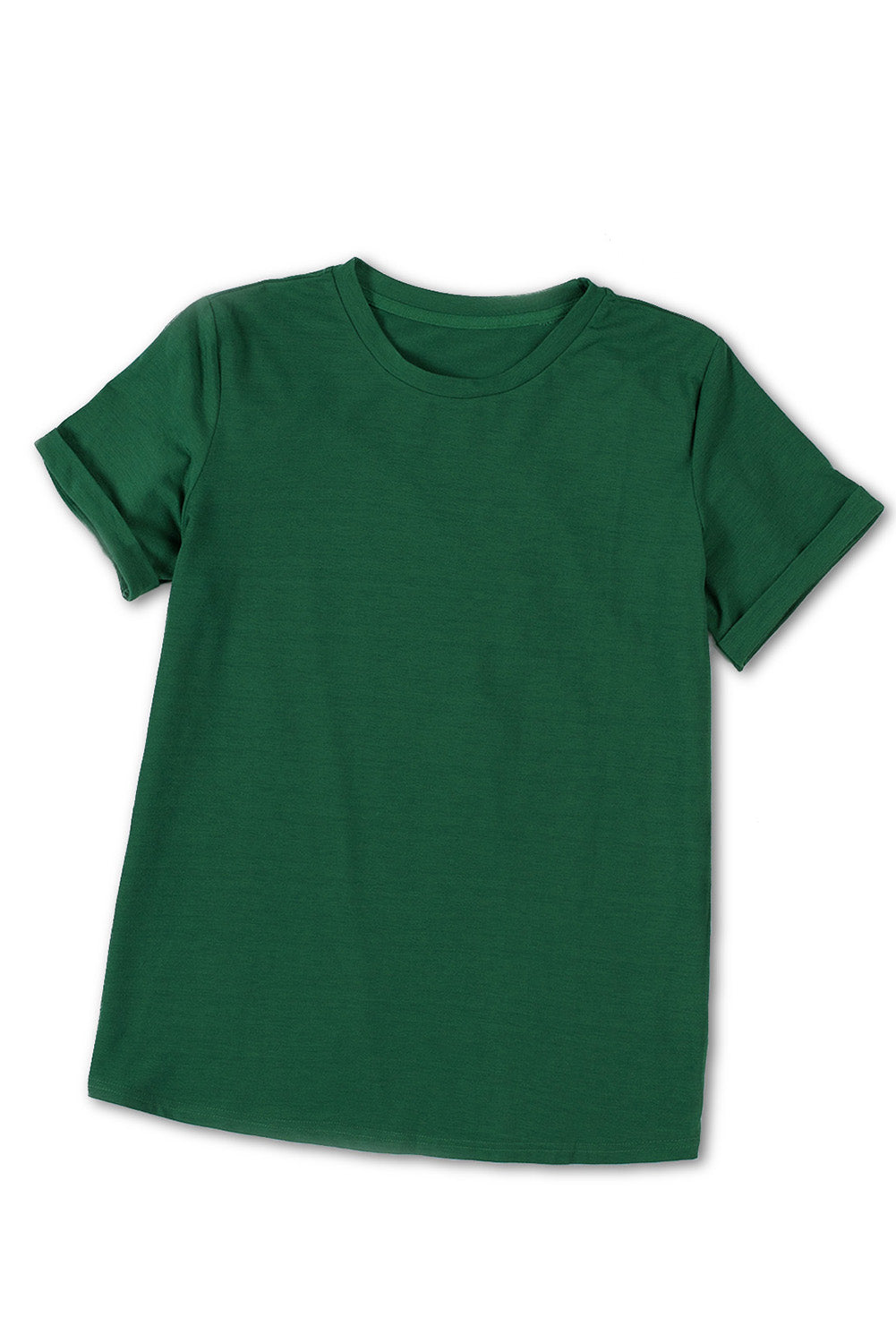 T-shirt vert à col rond de couleur unie