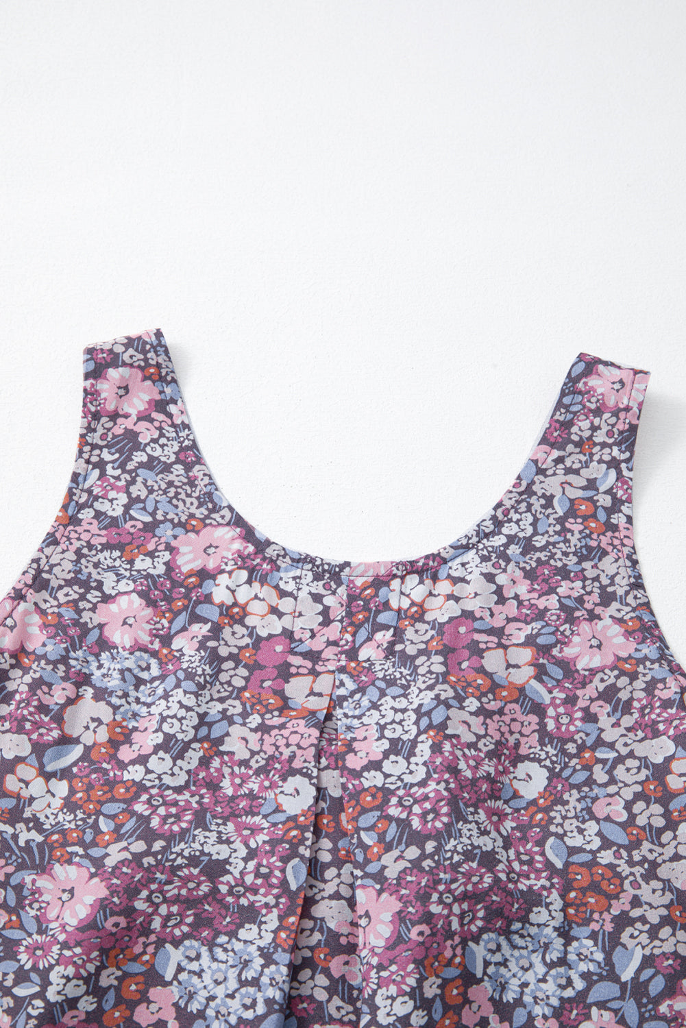 Boho Floral Pleated Button-Front Tank Top