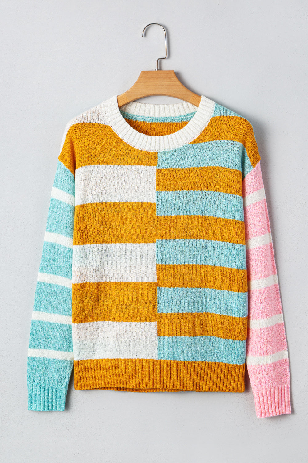 Colorblock Striped Pullover Knit Top