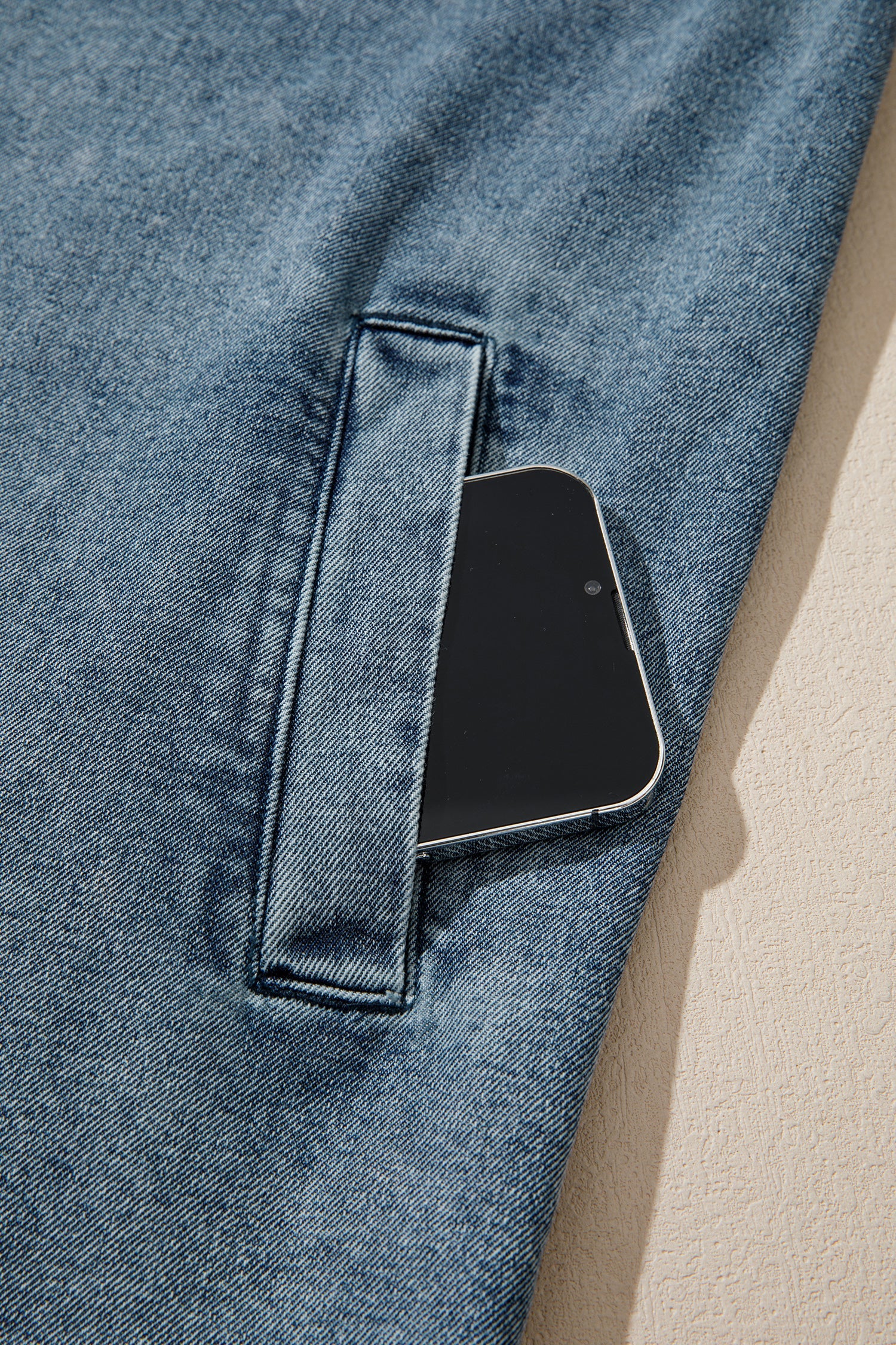 Western Dusk Blue Shirt Collar Tunic Denim Jacket