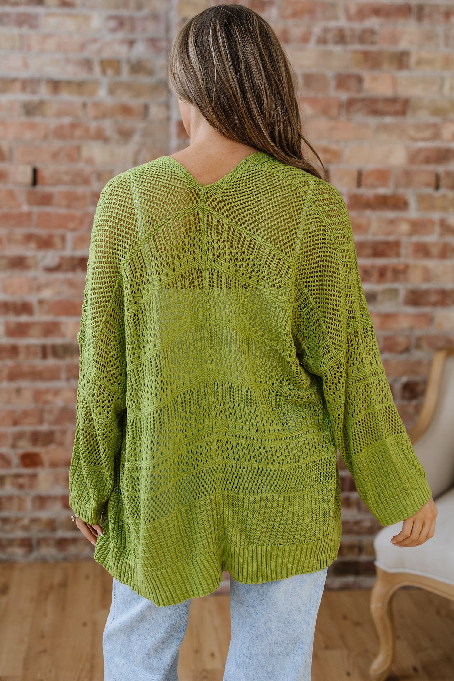 Oversize Crochet Knit Open Cardigan
