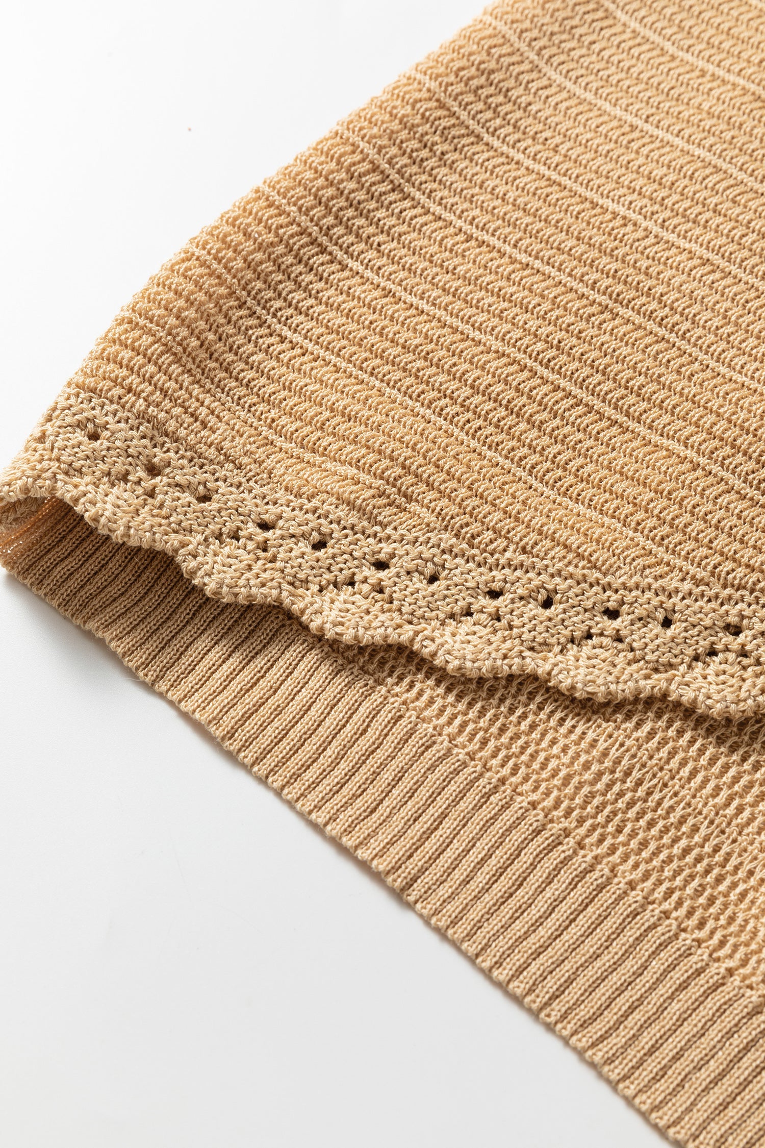 Trim Hollow out Button-Front Boho Knit Top Vest