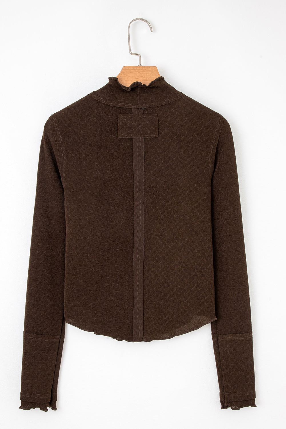 Trim Raw Lettuce Raw Seam Jacquard Long-Sleeved Top in Cinnamon