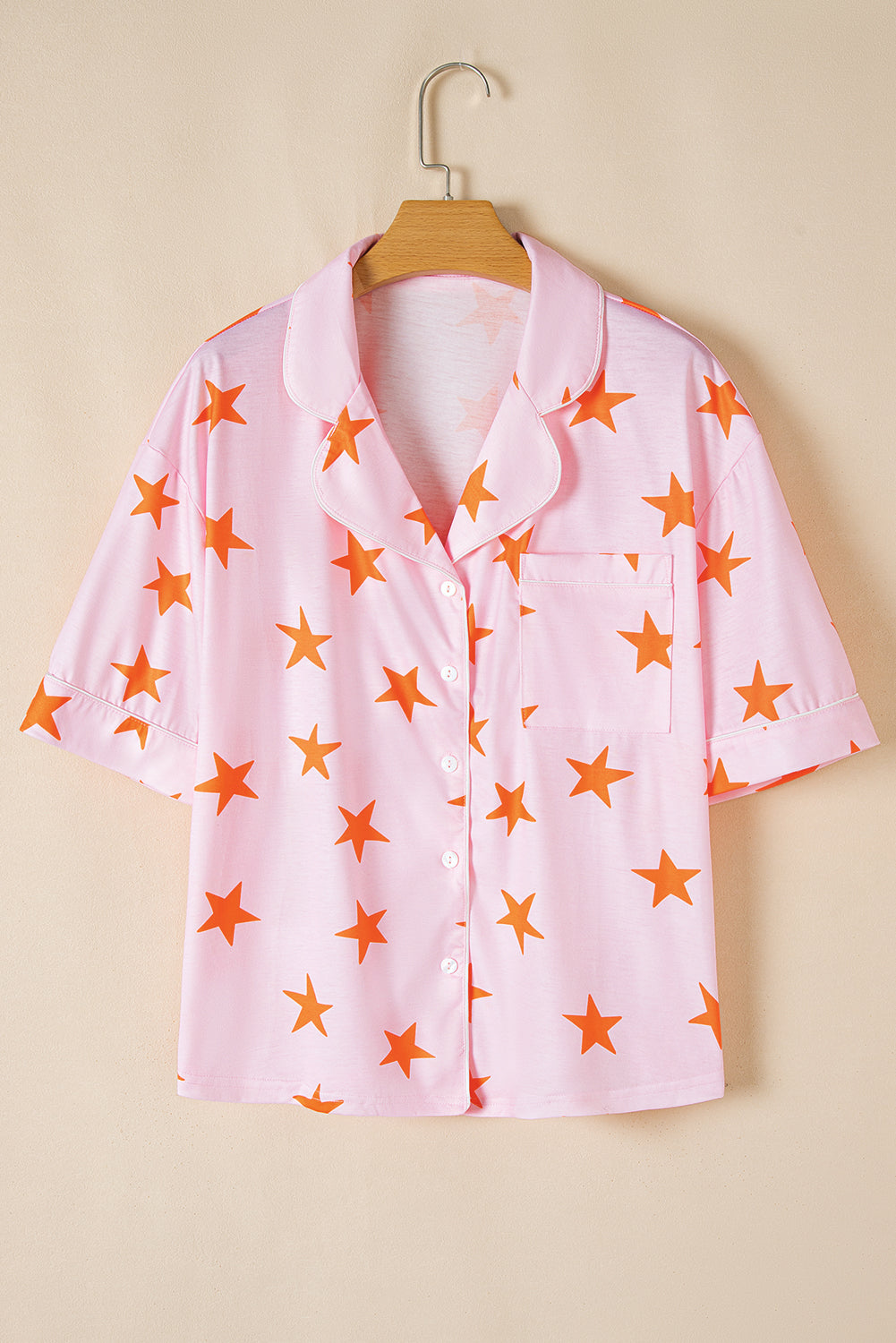 Stars and Short-Sleeved Shirt Shorts Bamboo Pajama Set