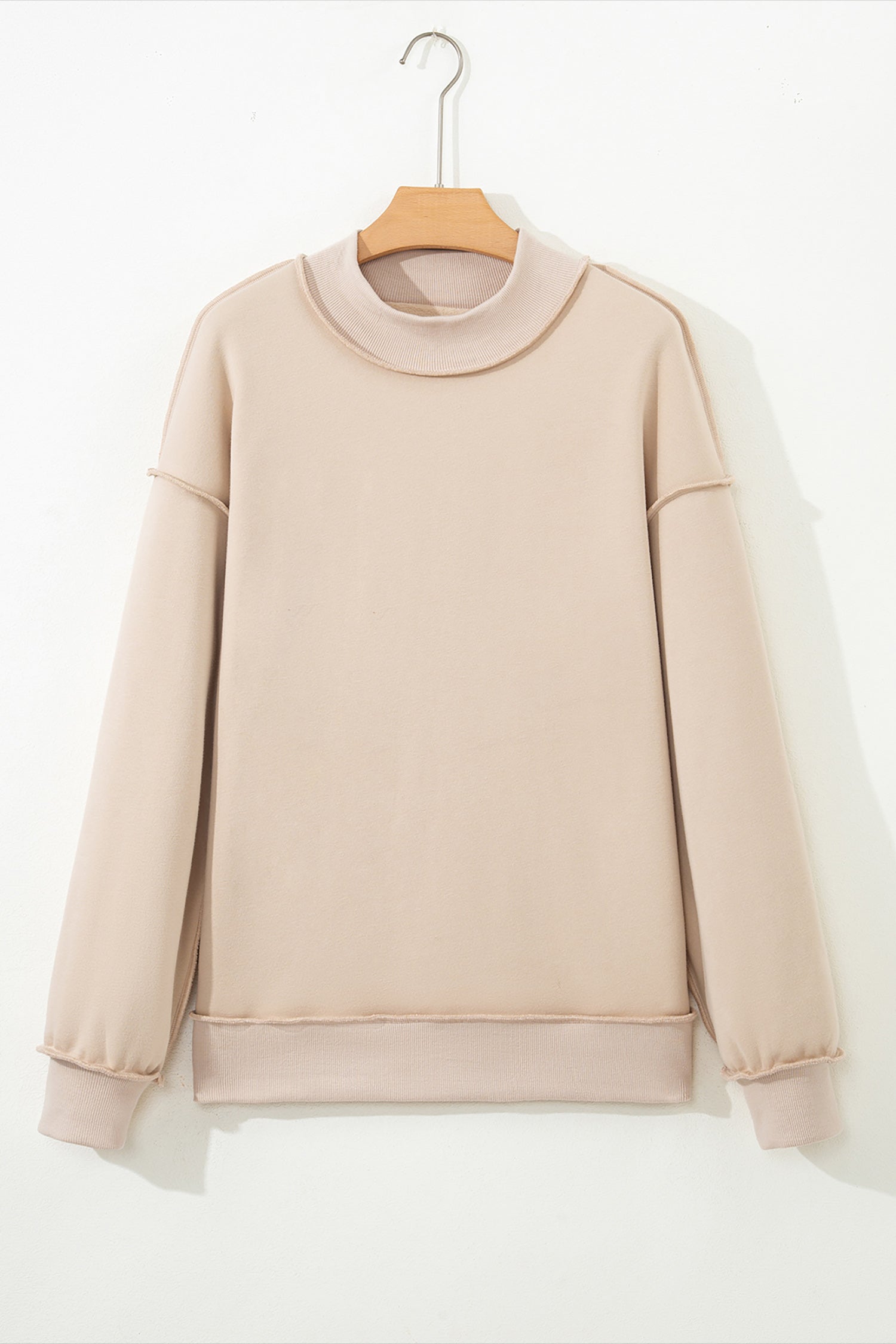 Apricot Oversize Winter Oversize Reversible Mock-Neck Sweatshirt