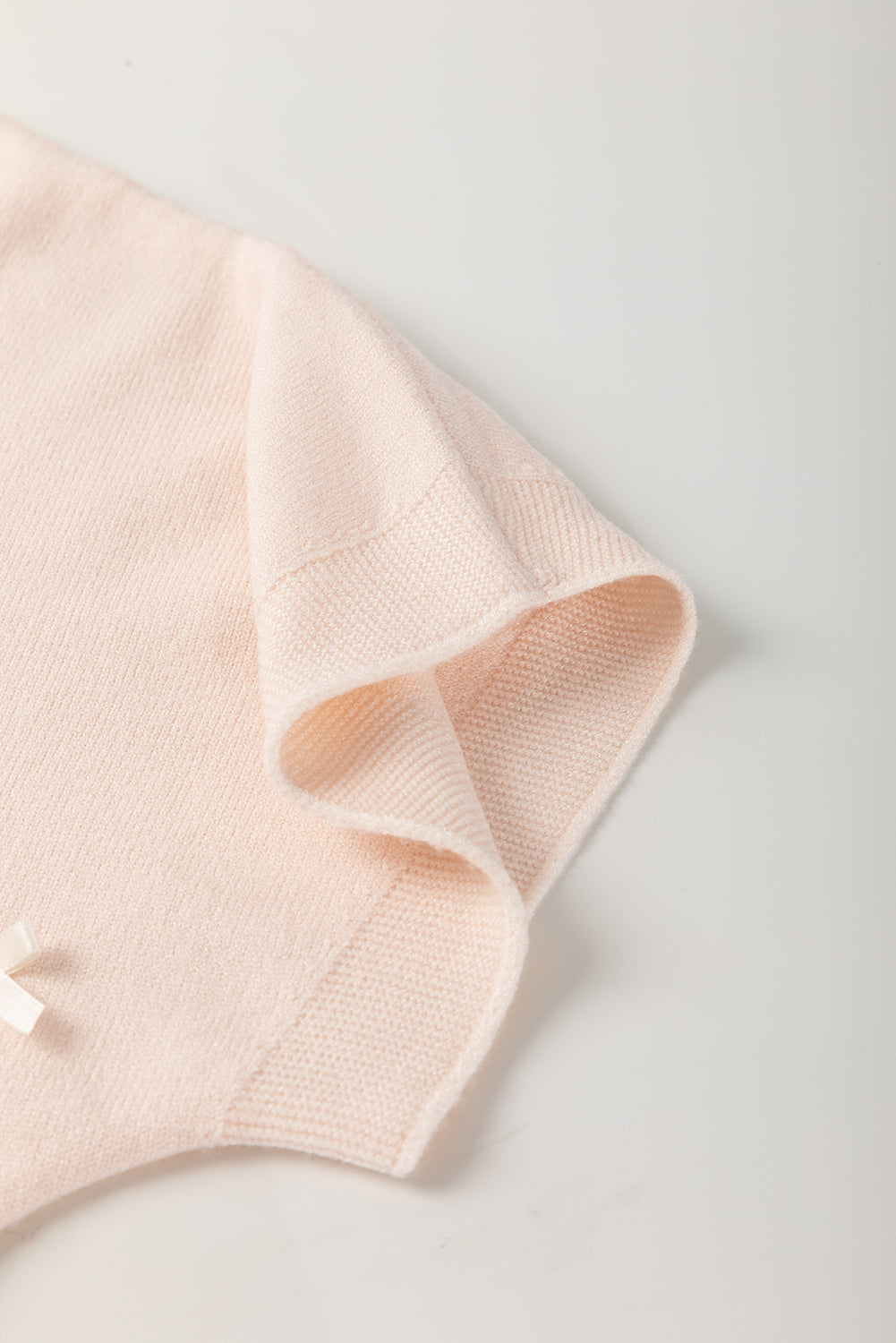 Polished Embellished Pearl Bow Dolman Short-Sleeved Knit Top