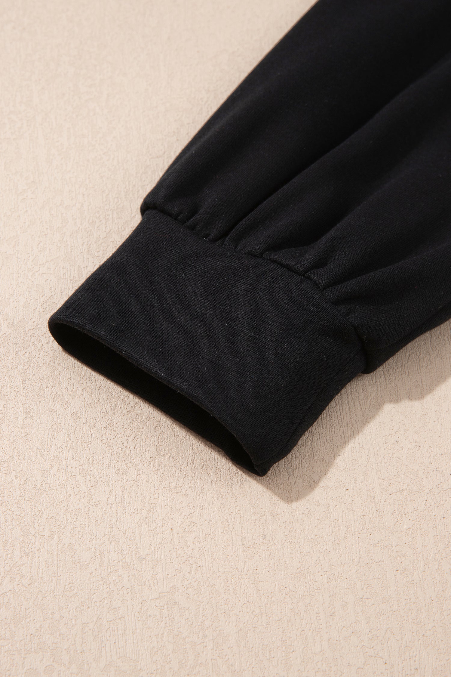 Solid V-Neck Tunic Shift Long-Sleeved Plus Size Blouse in Black