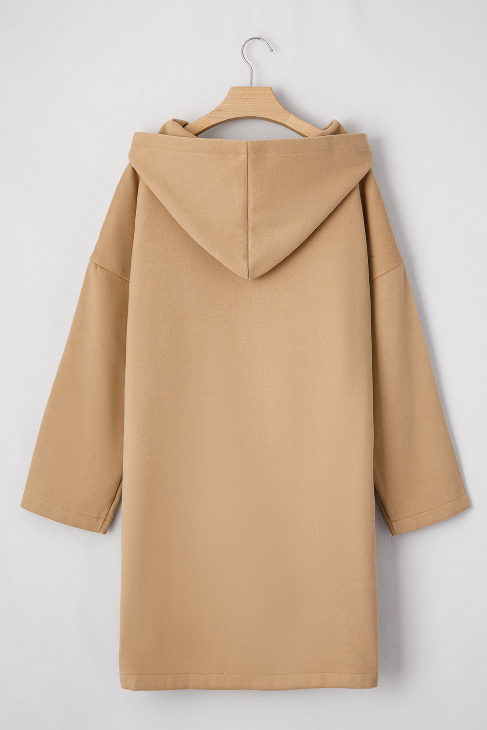 Solid Everyday Zip-Front Hooded Coat in Light French Beige